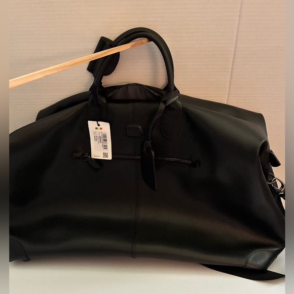 NWT Bric’s Milano Vareze Black Holdall Vera Pelle Weekender Bag Made in Italy - Picture 5 of 15